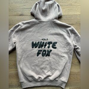 White Fox Oversized Hoodie Sweatshirt, small/medium, purple-taupe